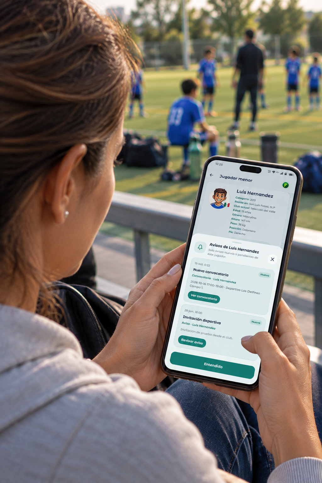 Fotografía de demostración de Futbusters con pantalla integrada