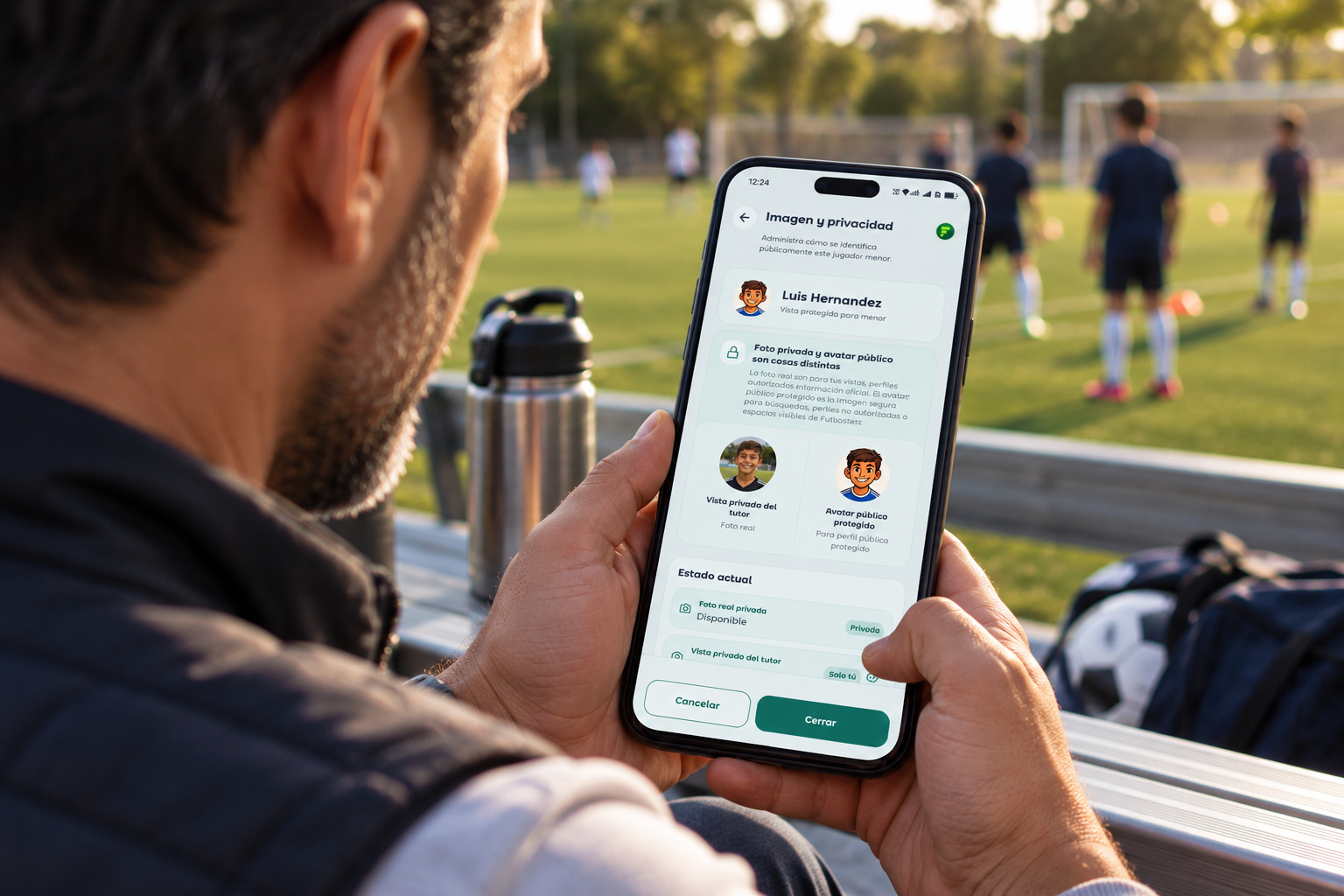 Fotografía de demostración de Futbusters con pantalla integrada
